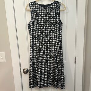 Brooks Brothers Black and White Sheath Midi Dress